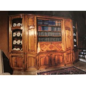 Meuble de Boiserie-secrétaire-bibliothèque en Noyer époque XVIII Eme