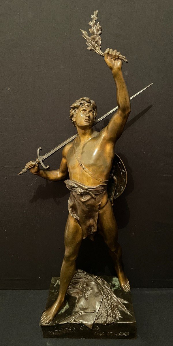 Grand Bronze Virtutes Civilæ Ense Et Labore Par Picault 73 Cm XIXème