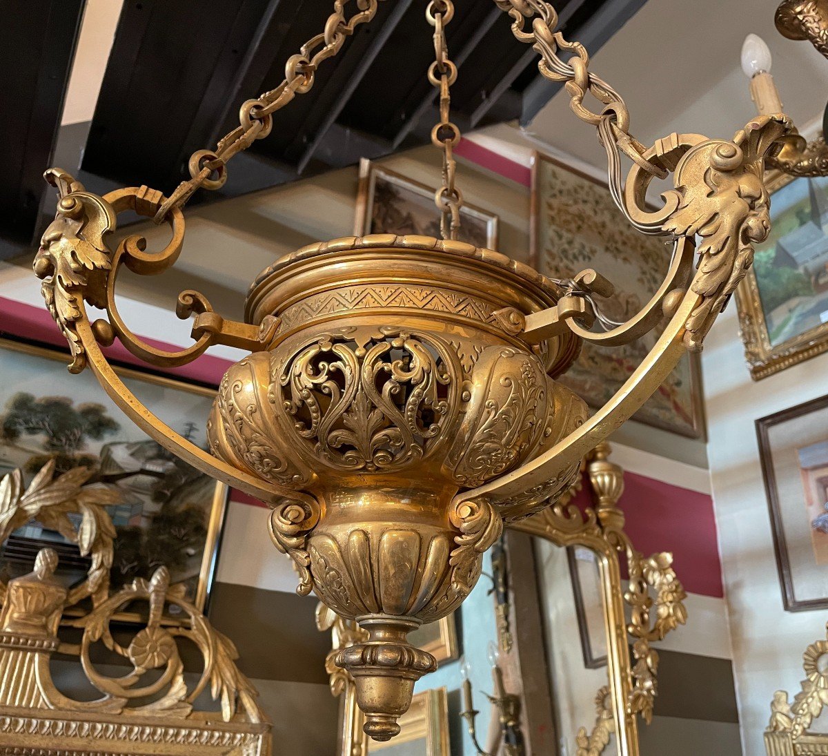 Vestibule Lantern Chandelier In Gilt Bronze Napoleon III Nineteenth Time-photo-3