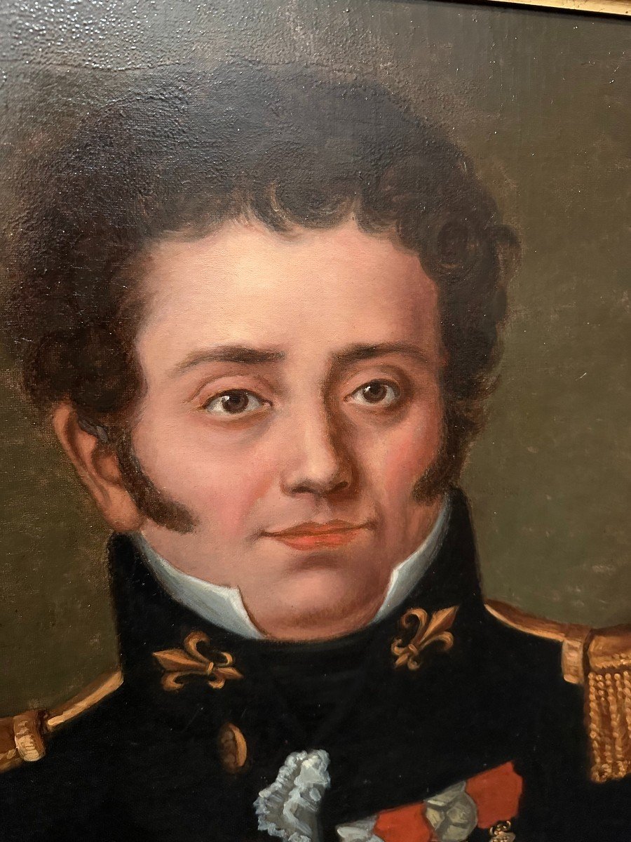 Tableau Portrait Militaire En Uniforme Époque Restauration Vers 1830-photo-3