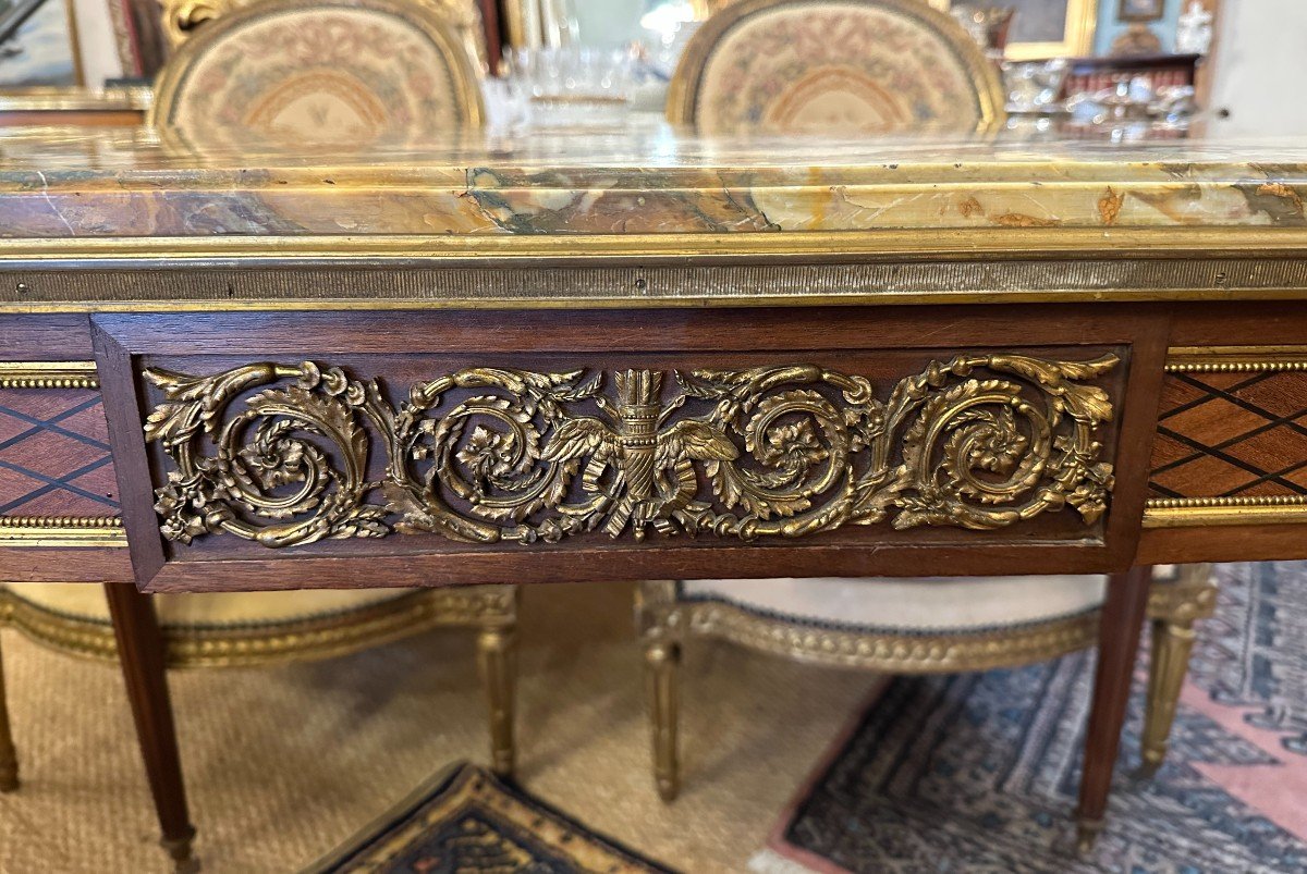 Louis XVI Style Marquetry Middle Table In The Taste Of Linke Napoleon III Period-photo-3