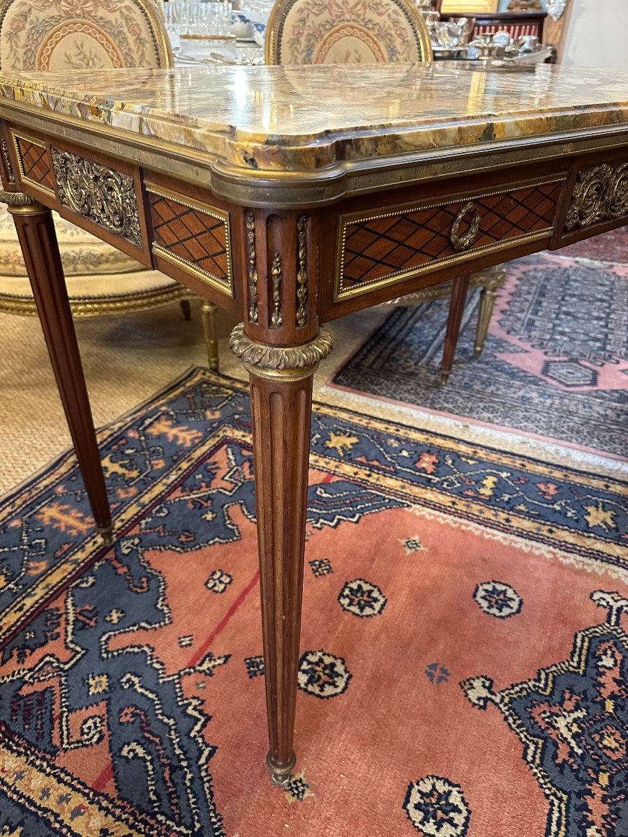 Louis XVI Style Marquetry Middle Table In The Taste Of Linke Napoleon III Period-photo-1