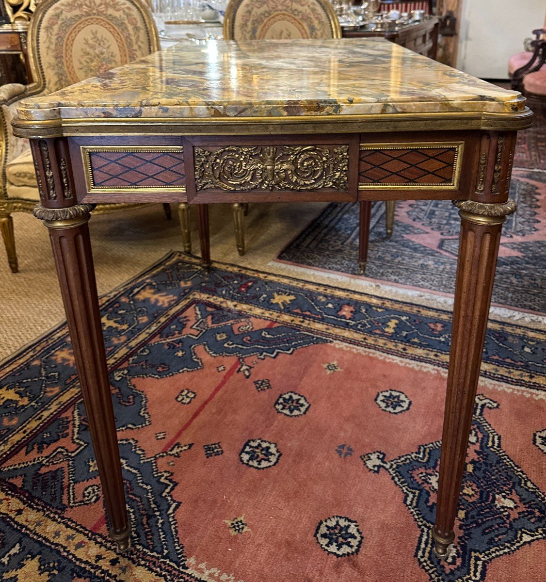 Louis XVI Style Marquetry Middle Table In The Taste Of Linke Napoleon III Period-photo-3