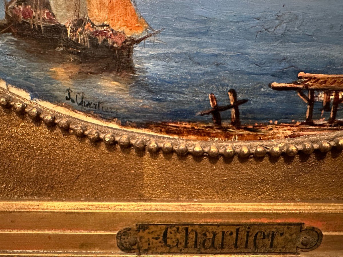 Marine Painting  Marseille Harbour La Roche Grise Au Catalan By Chartier Nineteenth Century-photo-6