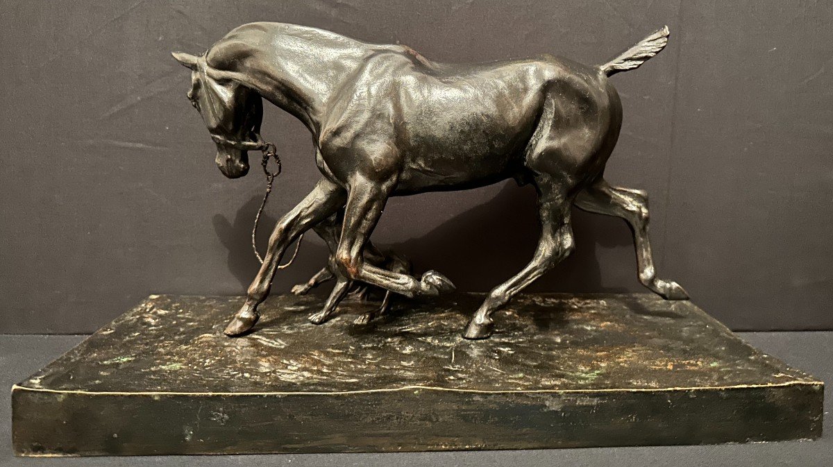 Bronze Horse And Dog By Auguste Vimar Fonte Siot Decauville Nineteenth Century-photo-3