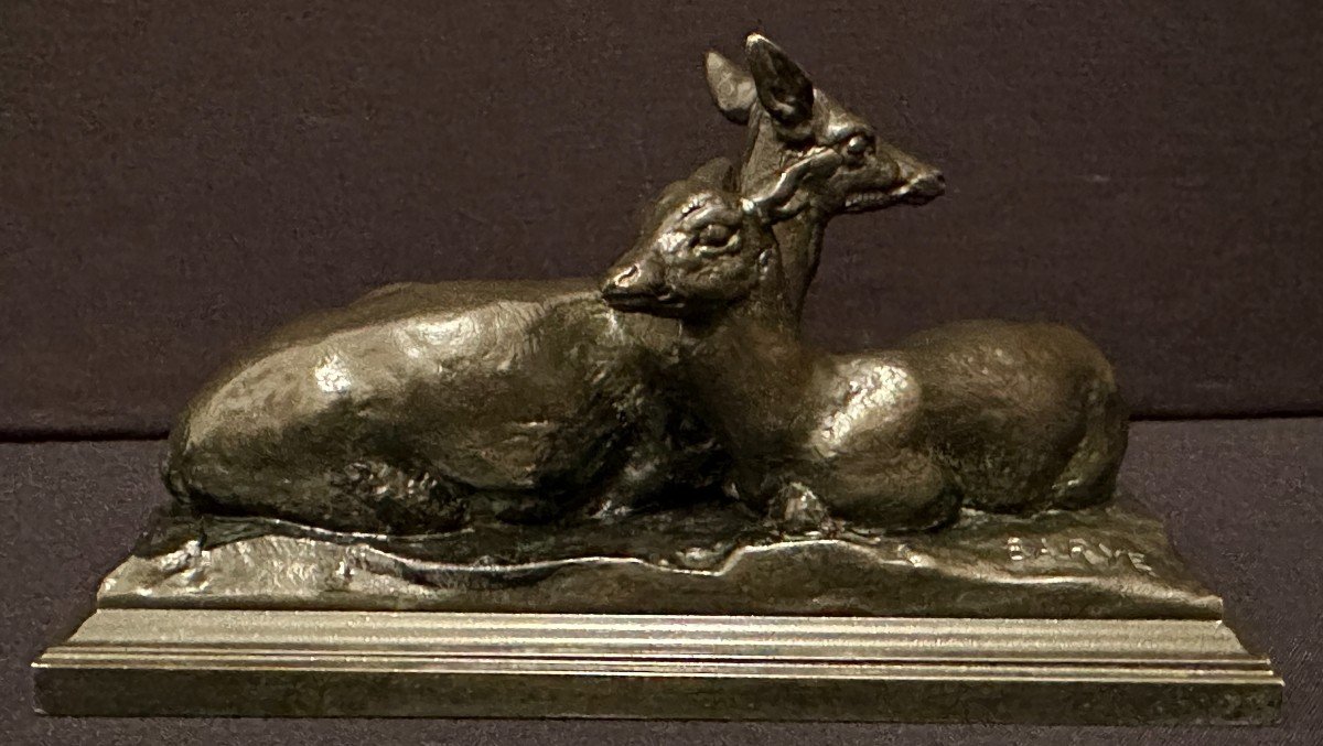 Antoine Louis Barye Bronze Biche Et Son Faon Fonte Barbedienne XIXème-photo-2