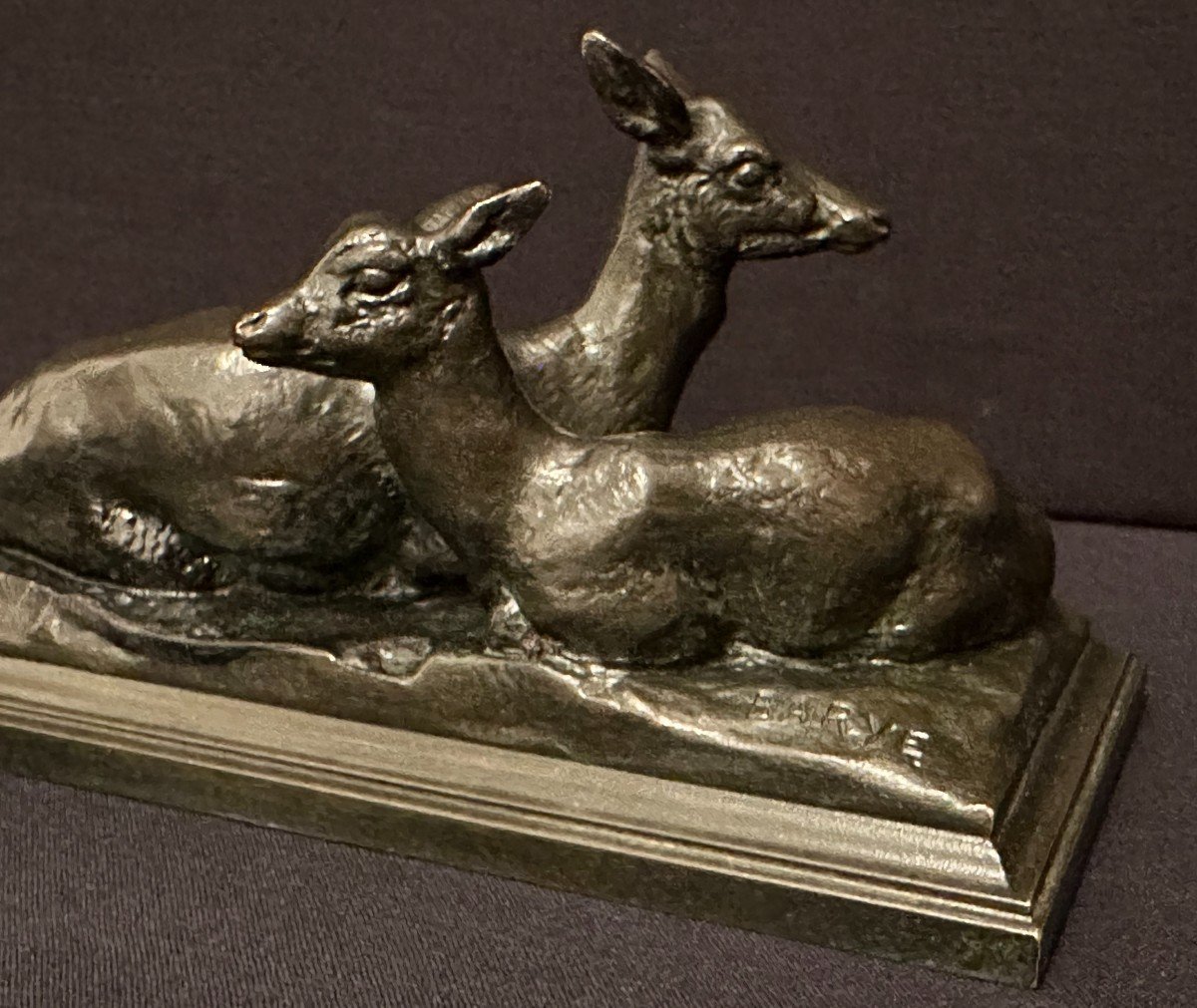 Antoine Louis Barye Bronze Biche Et Son Faon Fonte Barbedienne XIXème-photo-3