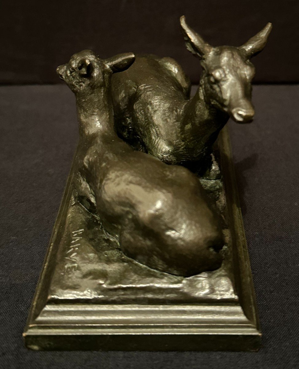 Antoine Louis Barye Bronze Biche Et Son Faon Fonte Barbedienne XIXème-photo-1