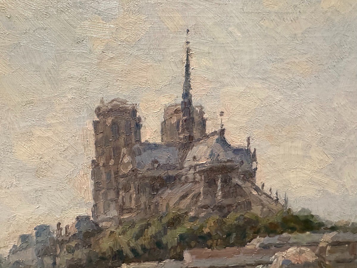 Tableau Les Quais de Seine Et Notre-Dame De Paris Par Émile-Louis MÉRET 1901-photo-2