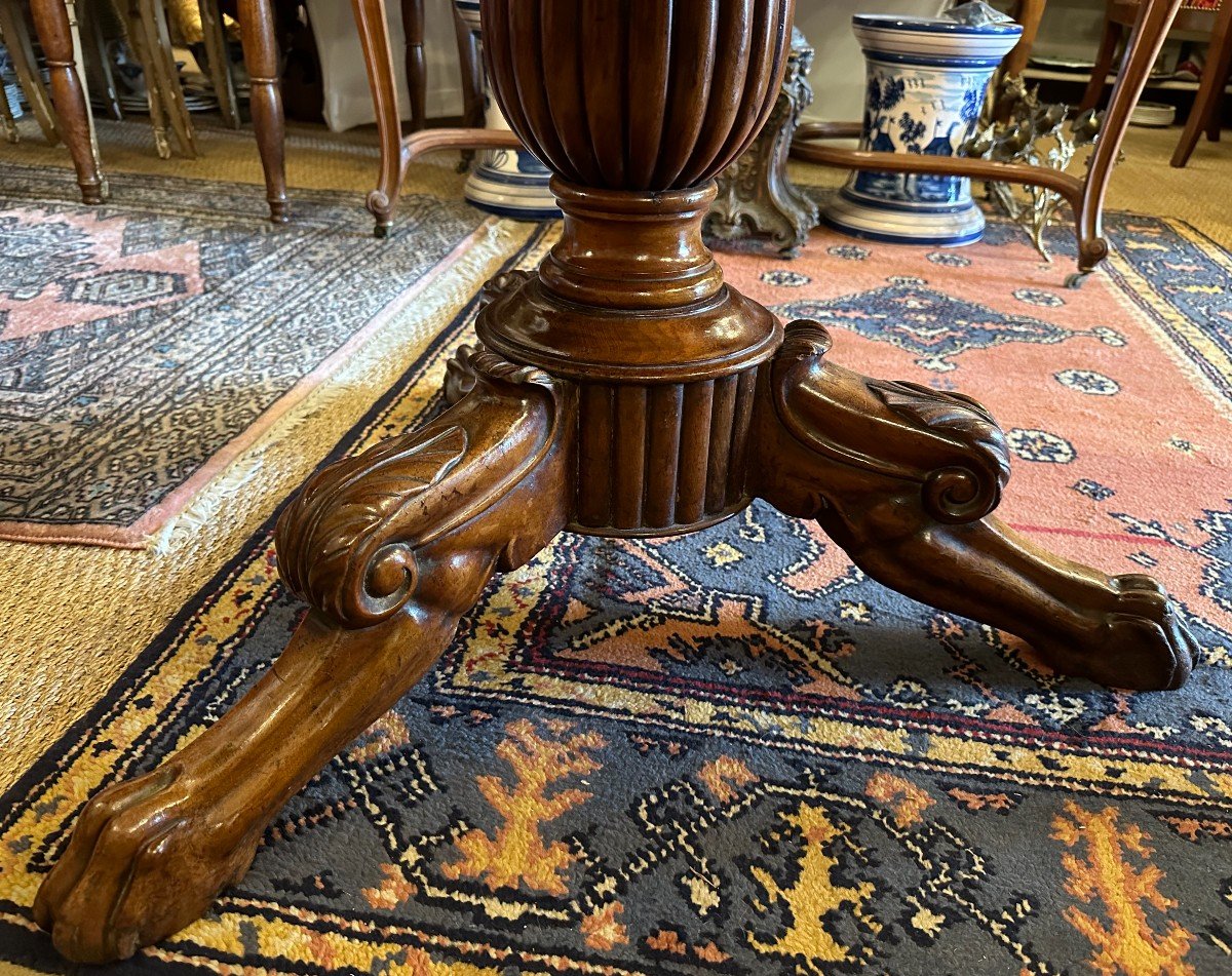Pedestal Restoration Central Foot Marble Top With Groove 101 Cm Nineteenth Century-photo-1