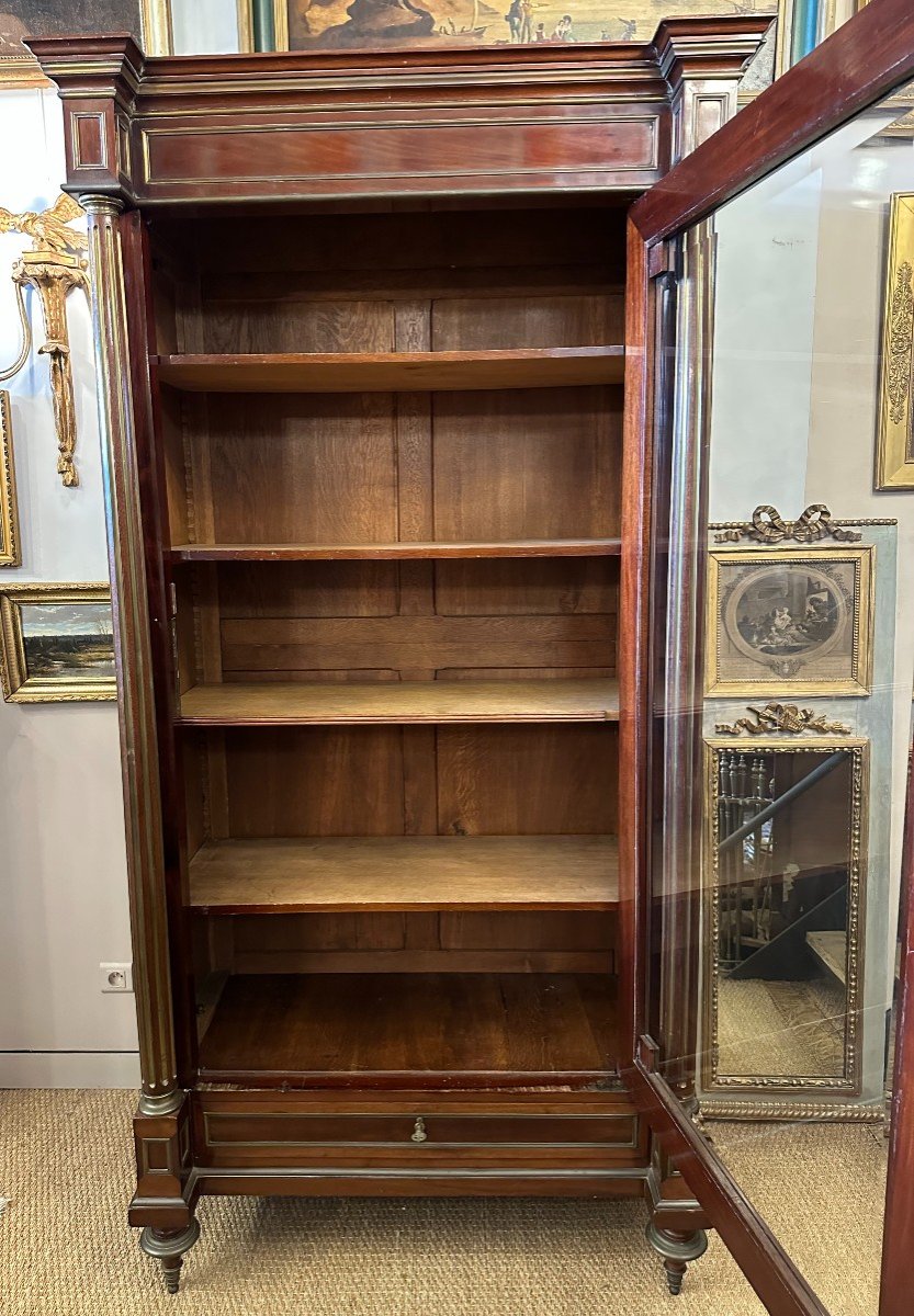 Library Showcase Louis XVI Style Mahogany And Brass Napoleon III Nineteenth Century-photo-8