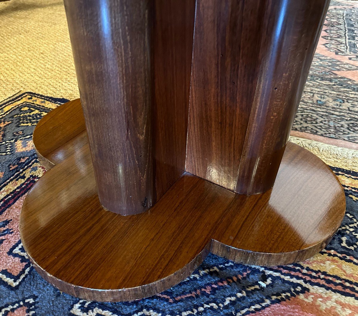 Low Mahogany Art Deco Pedestal Table-photo-2