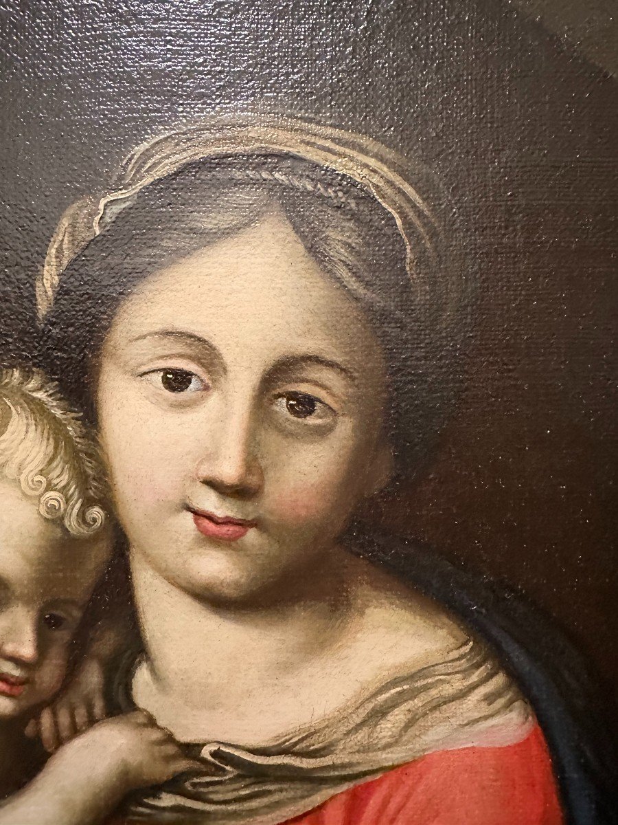 Tableau Vierge à l'Enfant d'Après Pierre Mignard époque fin XVIIème début XVIIIème -photo-4