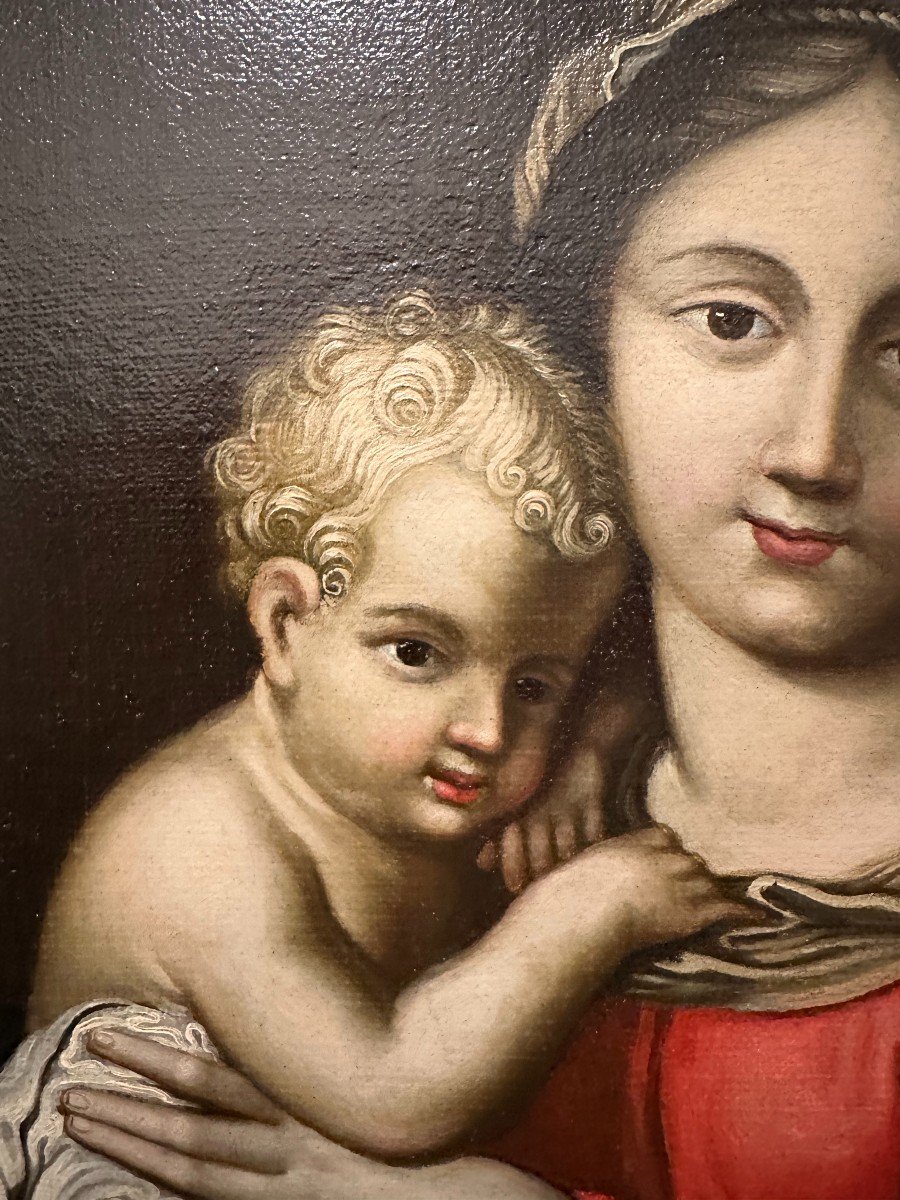 Tableau Vierge à l'Enfant d'Après Pierre Mignard époque fin XVIIème début XVIIIème -photo-1