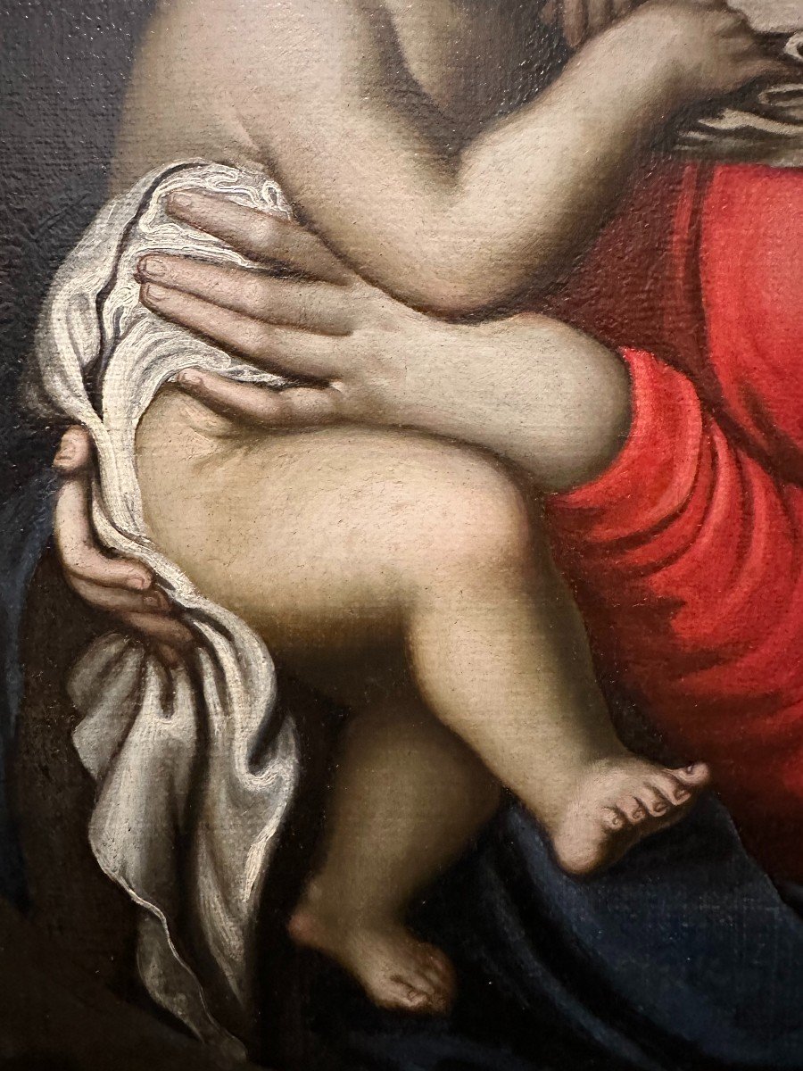 Tableau Vierge à l'Enfant d'Après Pierre Mignard époque fin XVIIème début XVIIIème -photo-2