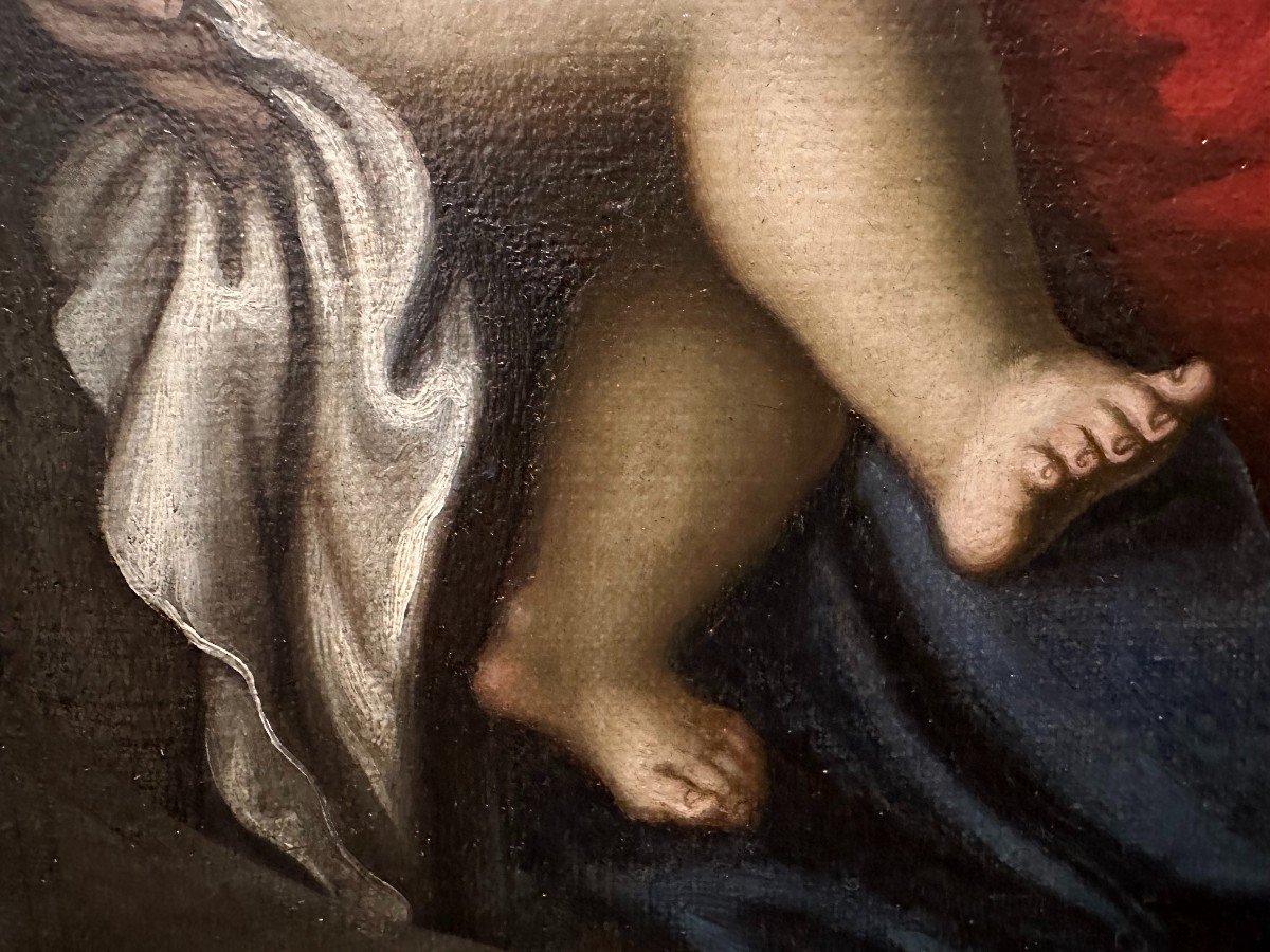 Tableau Vierge à l'Enfant d'Après Pierre Mignard époque fin XVIIème début XVIIIème -photo-4