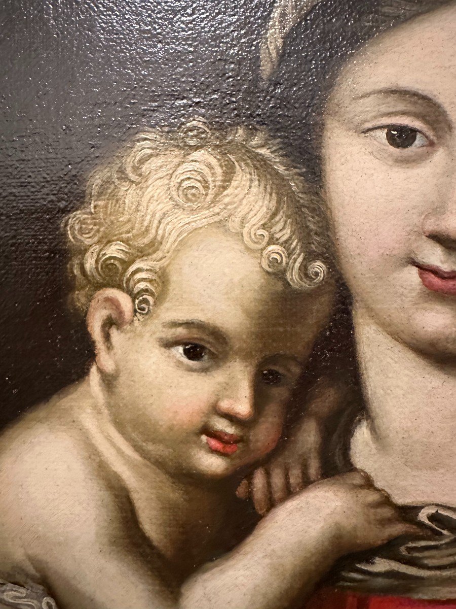 Tableau Vierge à l'Enfant d'Après Pierre Mignard époque fin XVIIème début XVIIIème -photo-7