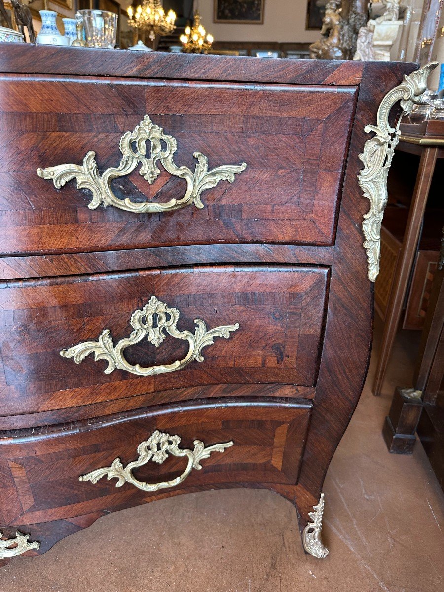 Louis XV Commode Rosewood Marquetry Royal Red Marble Top Eighteenth Century-photo-1