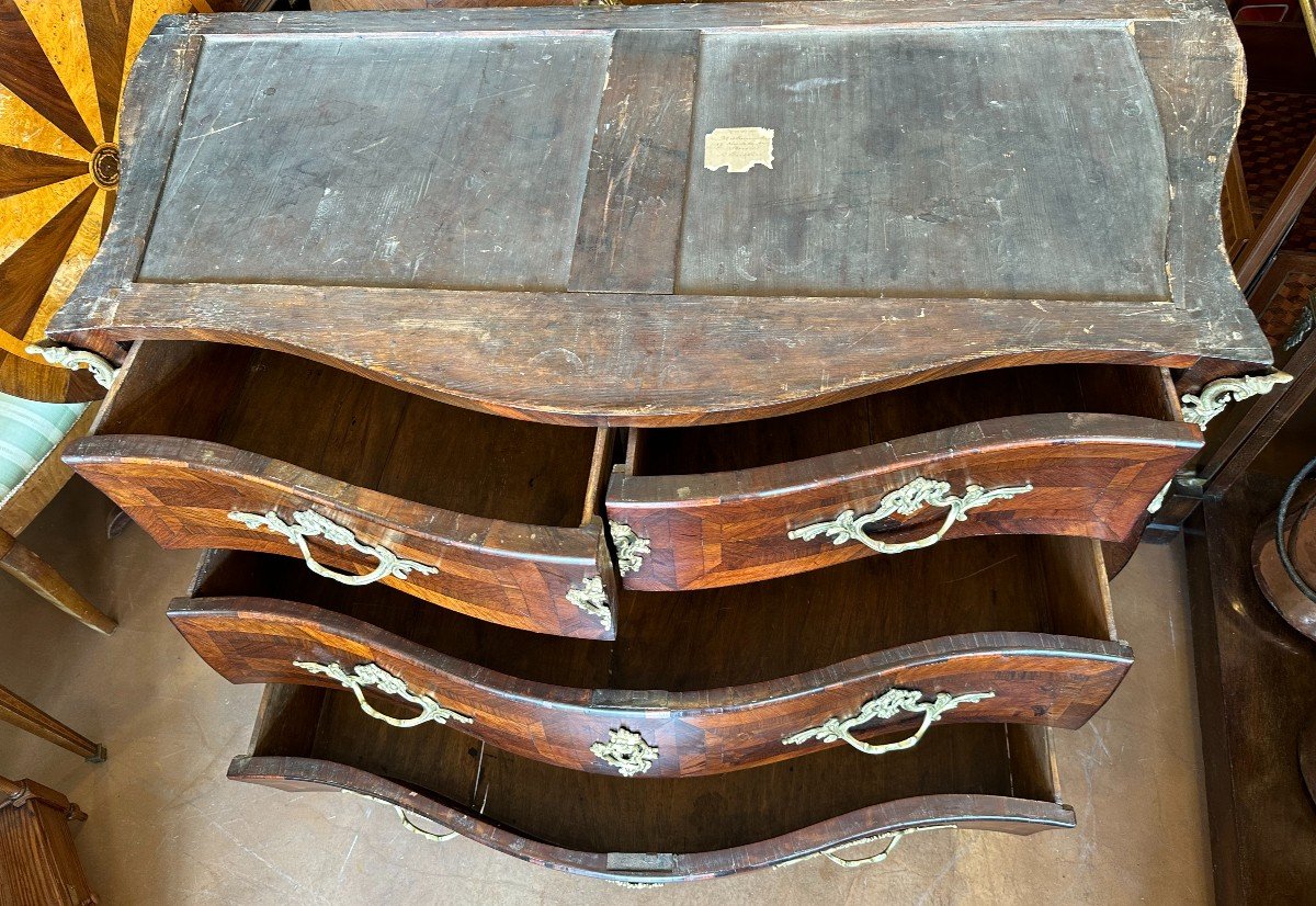 Louis XV Commode Rosewood Marquetry Royal Red Marble Top Eighteenth Century-photo-6