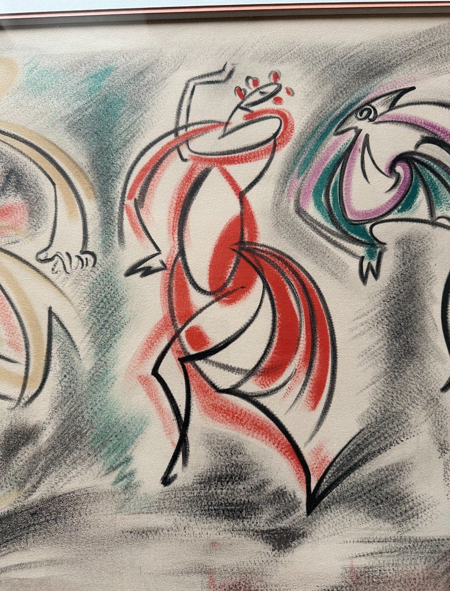 André Masson Lithographie Couleur Les Trois Danseuses Épreuve d' Artiste-photo-4