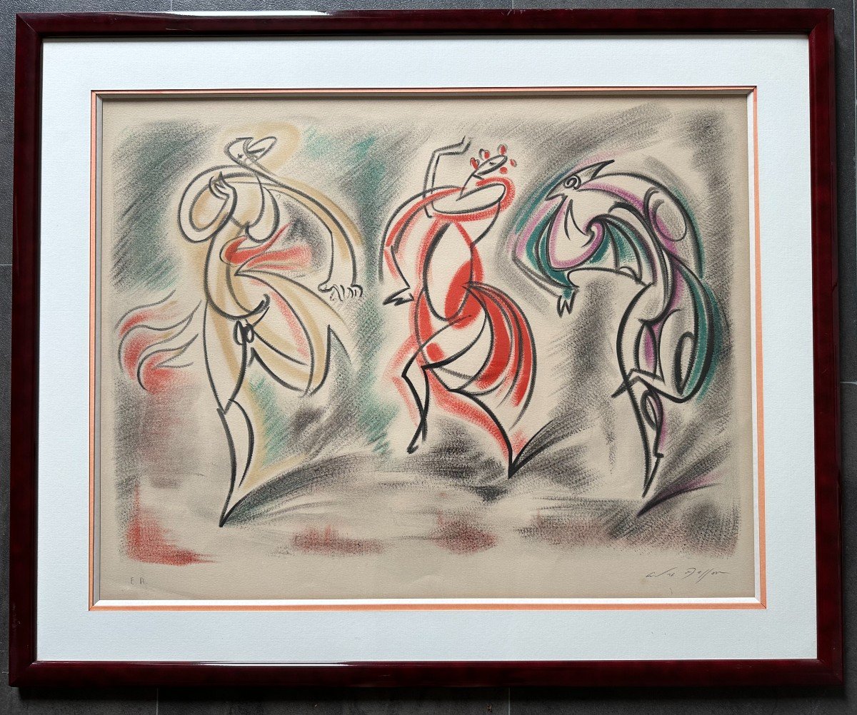 André Masson Lithographie Couleur Les Trois Danseuses Épreuve d' Artiste