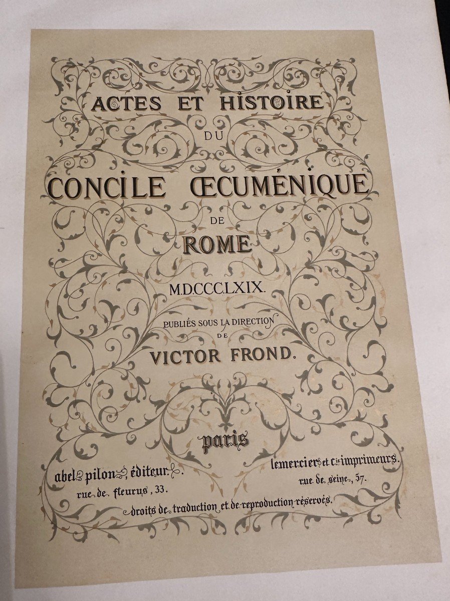 Actes Et Histoire Du Concile Œcuménique De Rome 8 Volumes Par Pilon Lemercier Et Frond 1869-photo-4