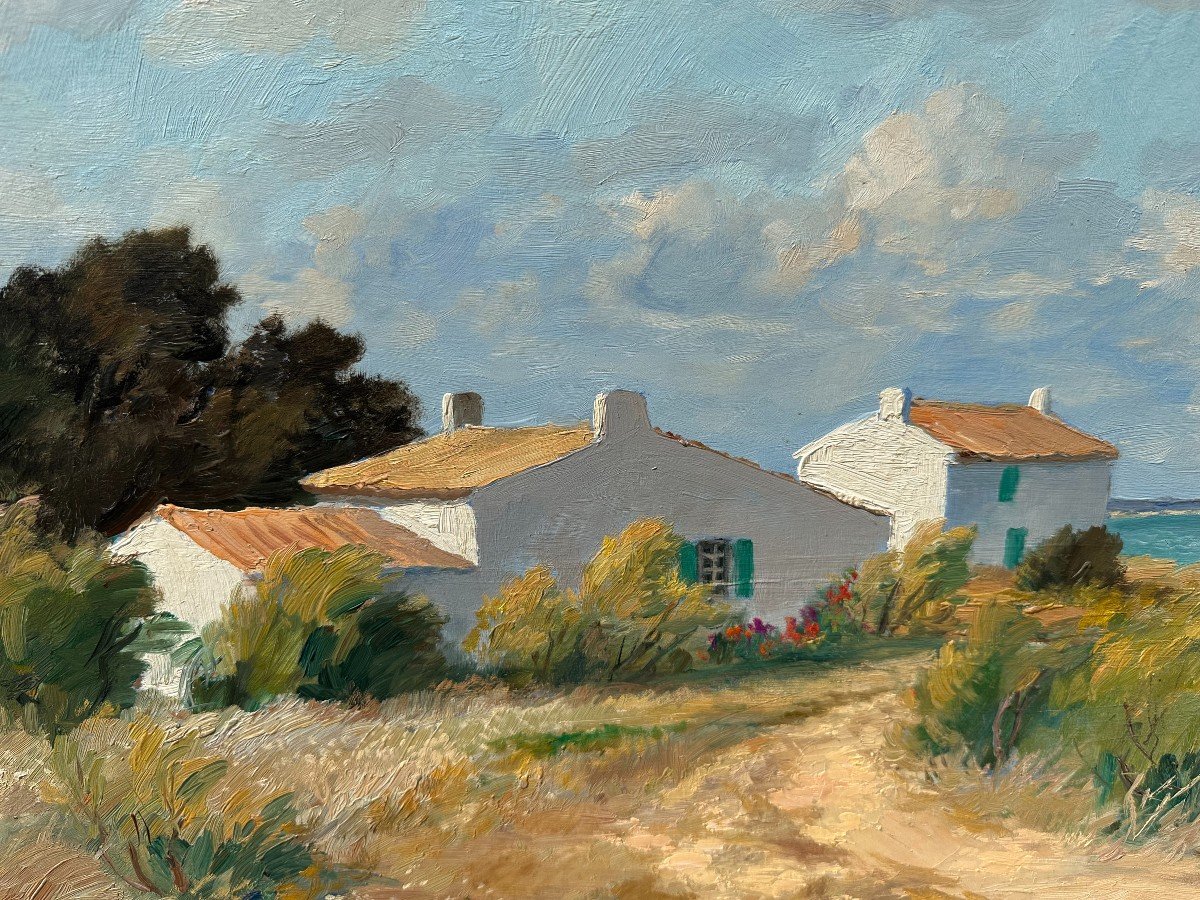 Tableau Maisons Blanches Au Martray île De Ré Par Raymond Énard-photo-2