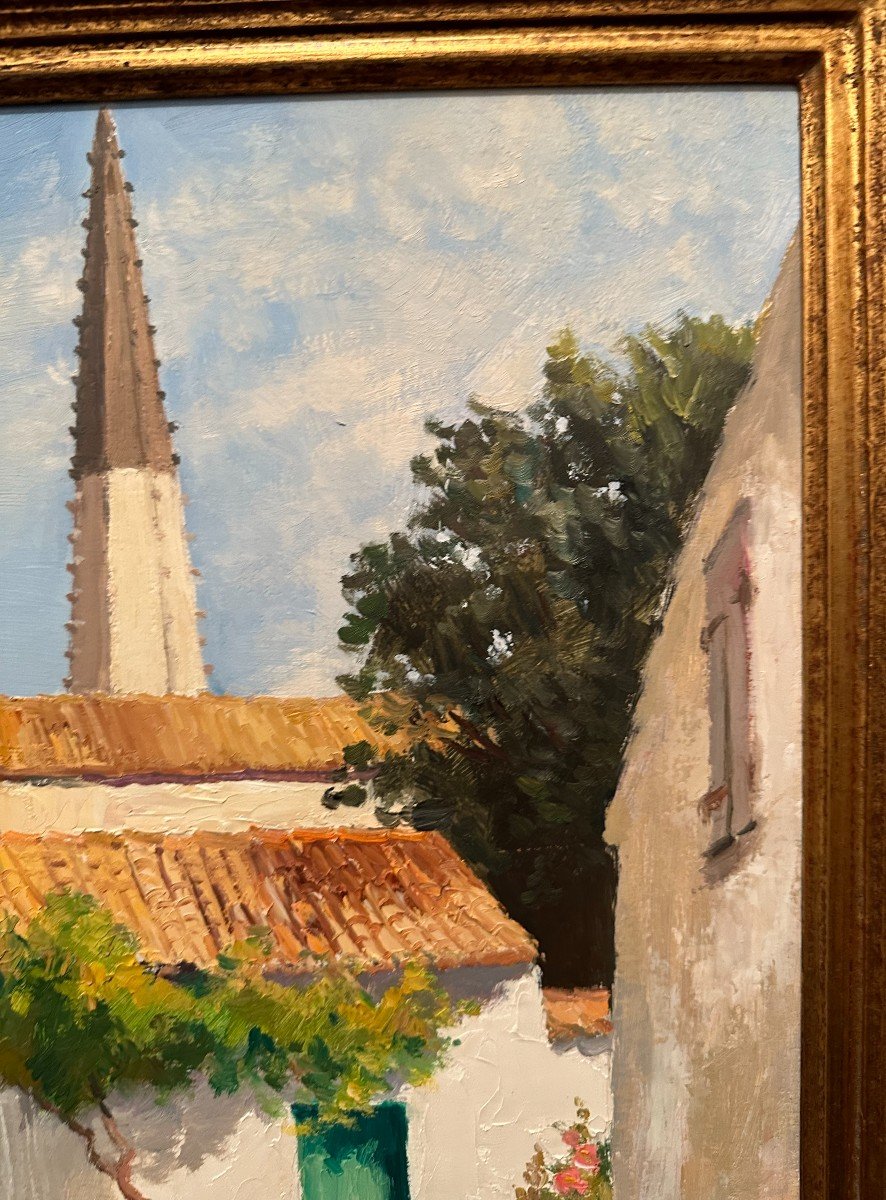 Painting View Of The Bell Tower Of Ars En Ré By Raymond énard-photo-5