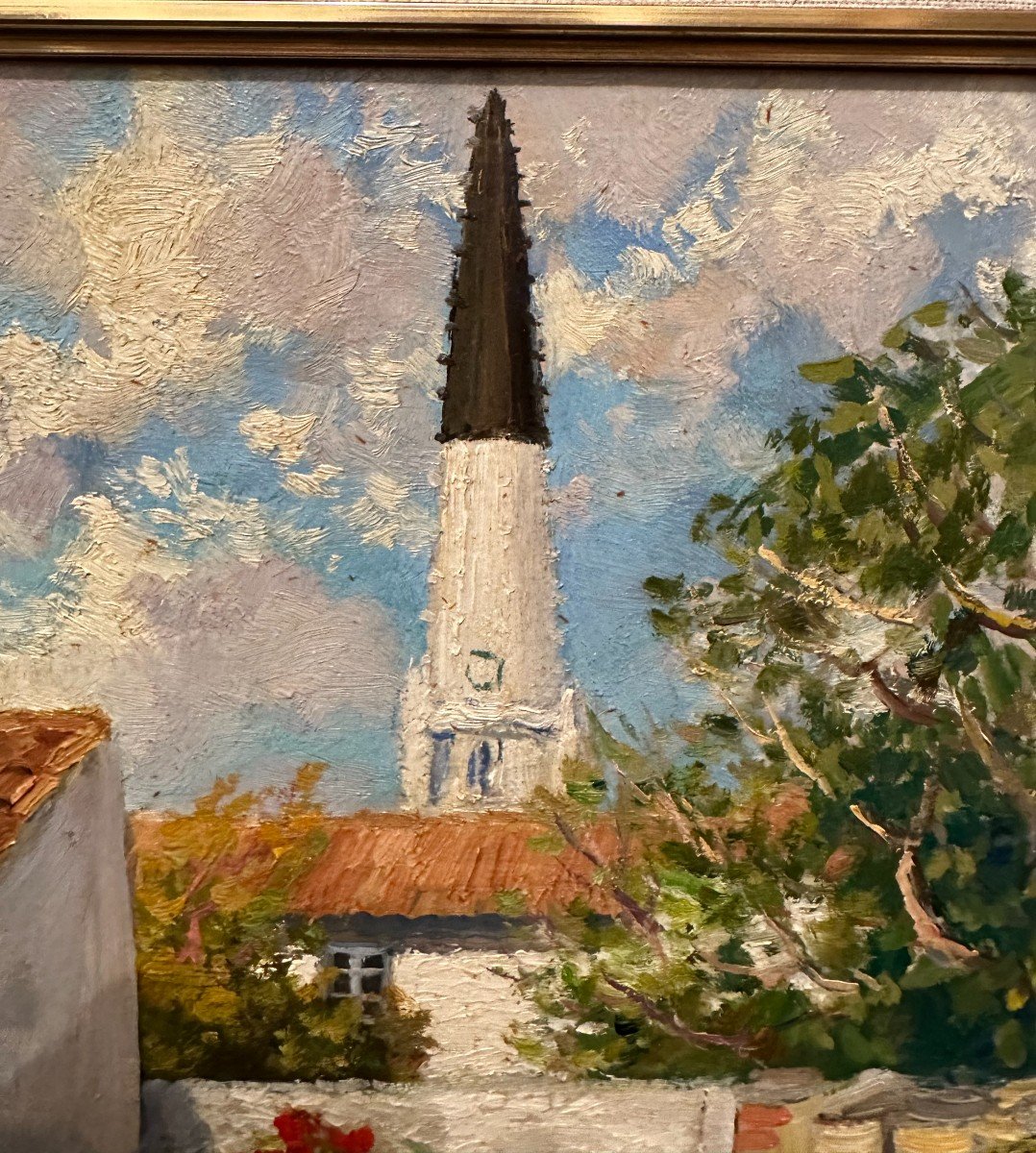 Painting View Of The Bell Tower Of Ars En Ré By Raymond énard-photo-2