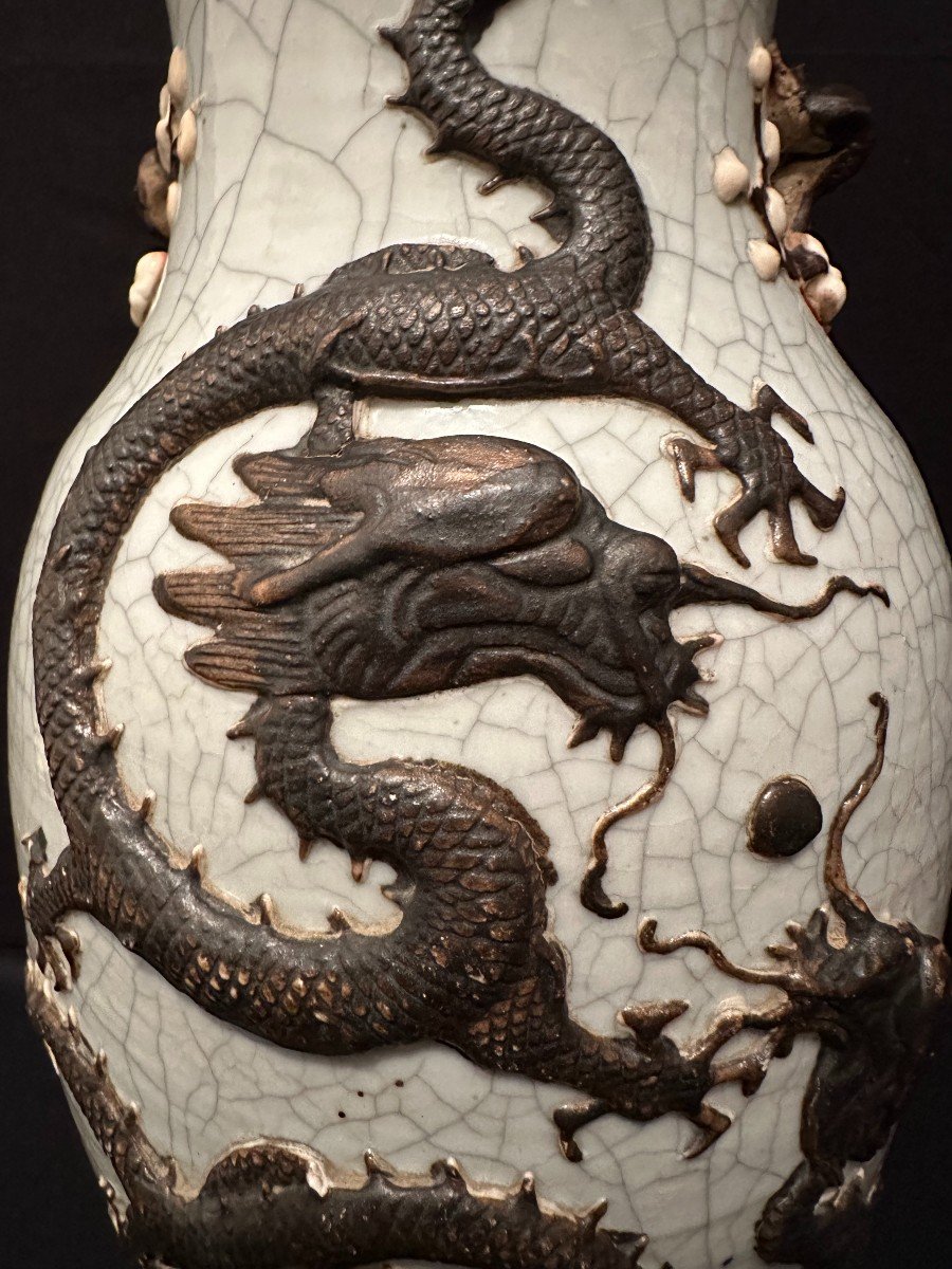 China Nanking Stoneware Vase With Dragons Late 19th Century-photo-3