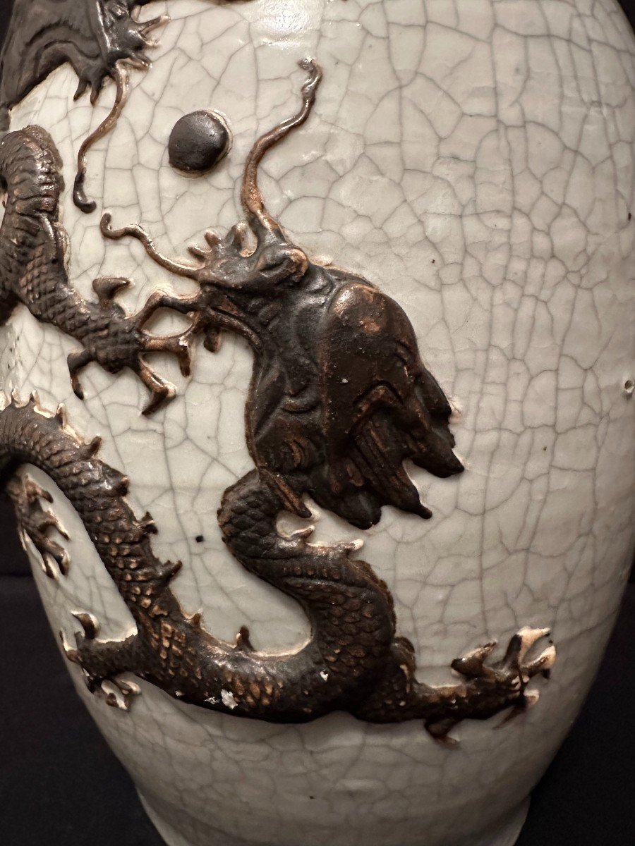 China Nanking Stoneware Vase With Dragons Late 19th Century-photo-4