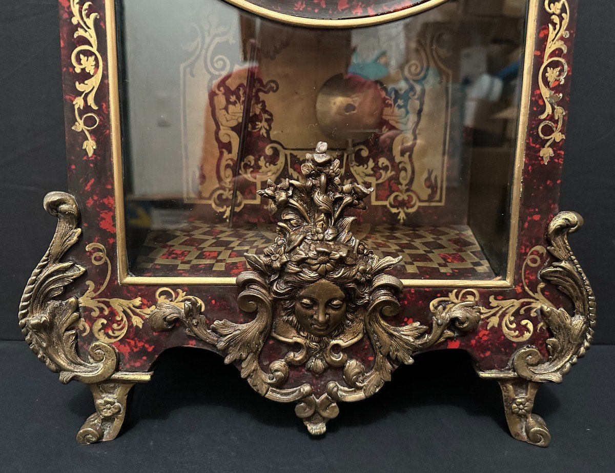 Large Cartel Louis XIV Style Boulle Red Tortoiseshell And Brass 20th Century 75 Cm-photo-1