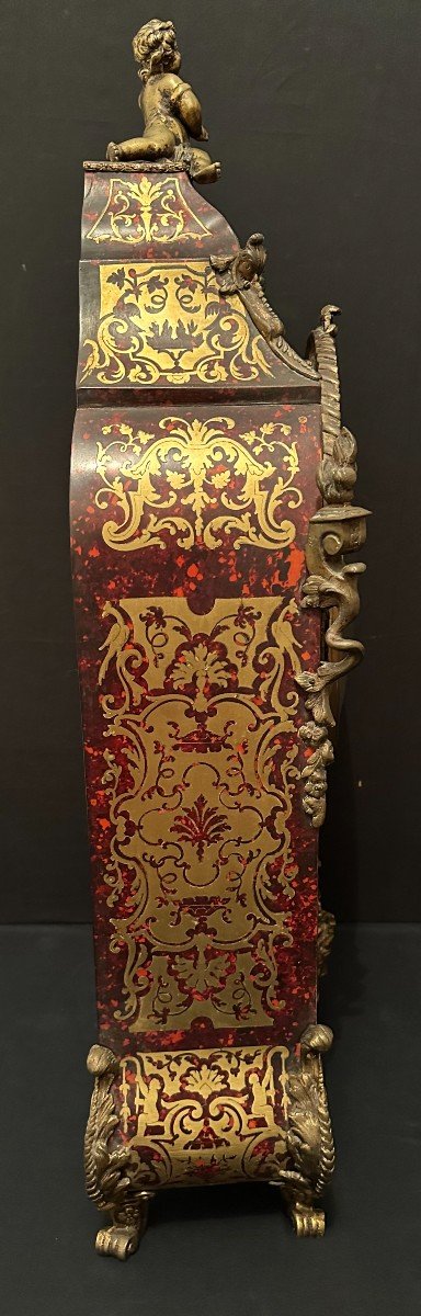 Large Cartel Louis XIV Style Boulle Red Tortoiseshell And Brass 20th Century 75 Cm-photo-6