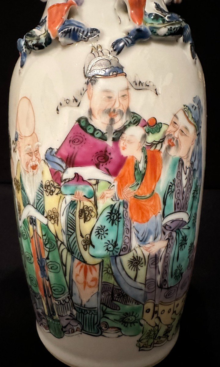 Chine Paire De Vases En Porcelaine à Décor De Dignitaires Fin XIXème-photo-3