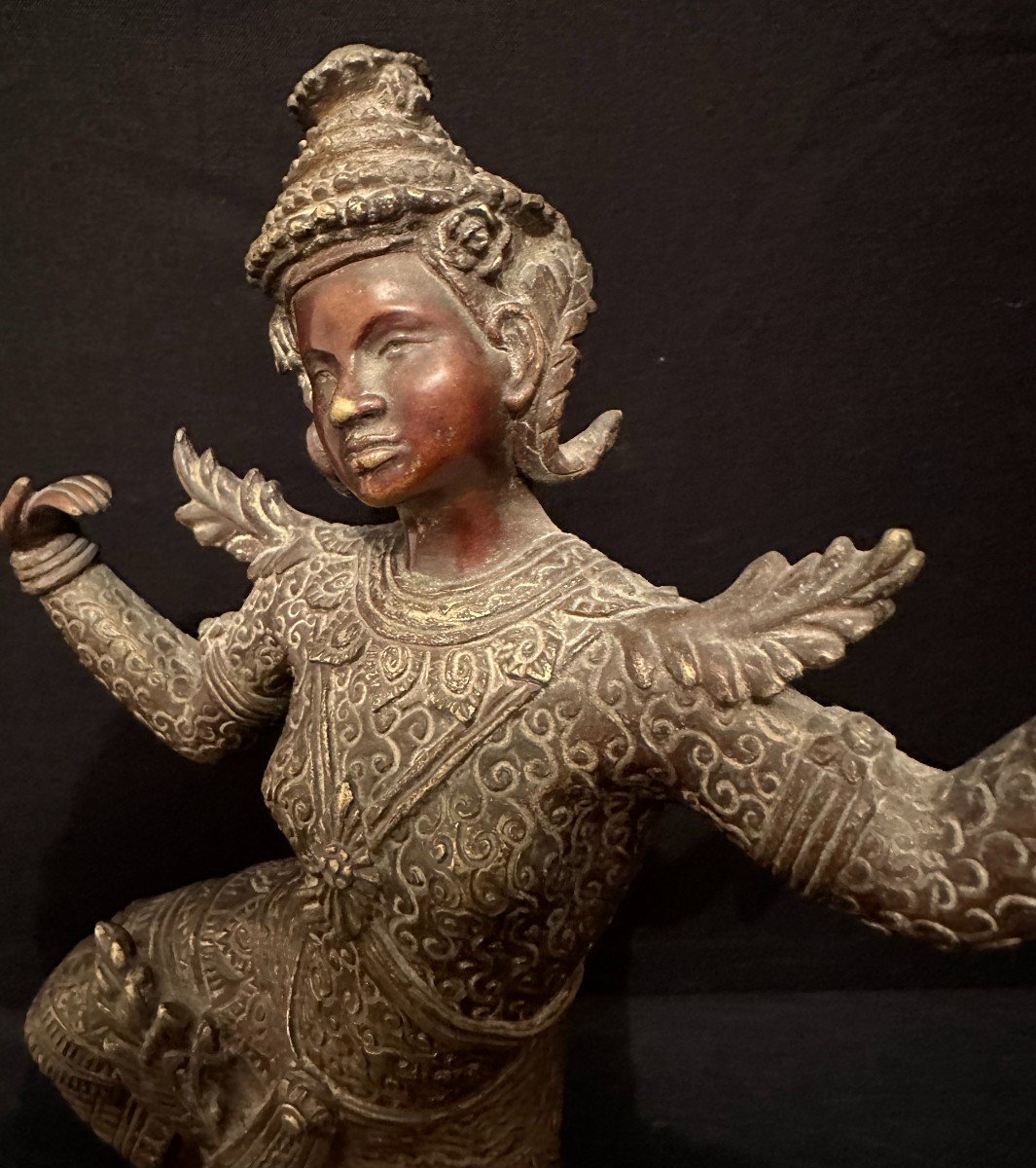 Statue Bronze Danseuse Cambodge Fin XIXème-photo-6