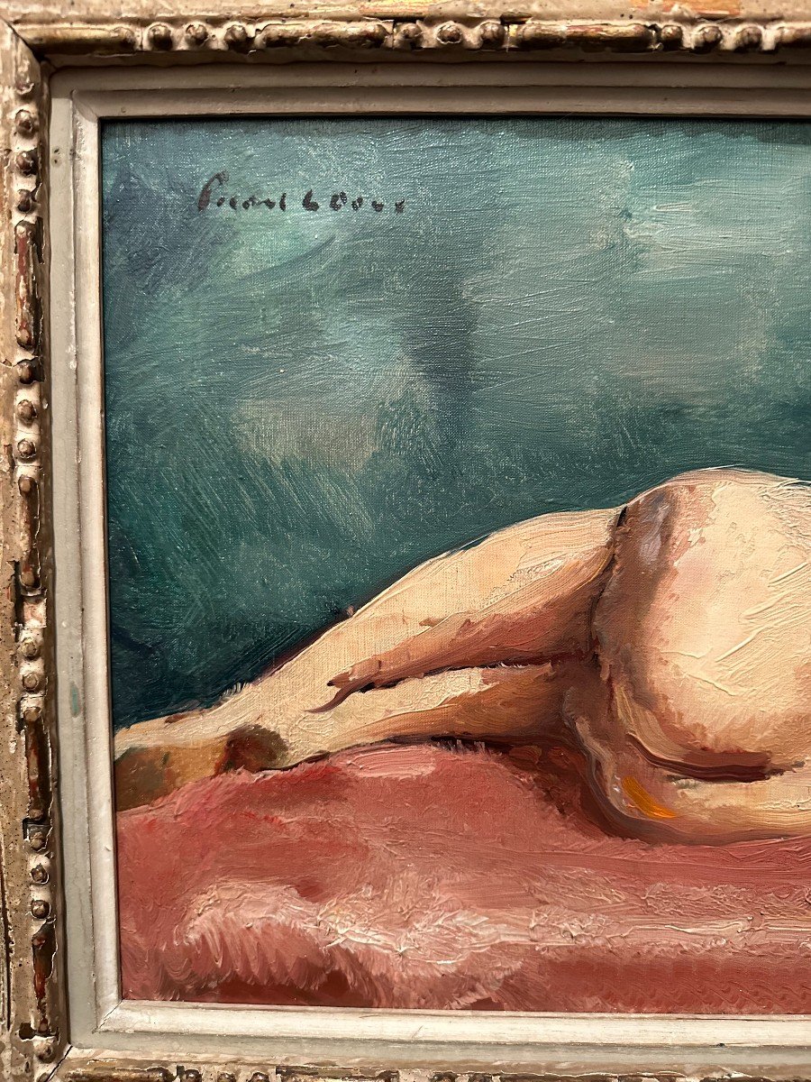 Nude Painting Of Woman On Red Divan By Charles Picart Le Doux-photo-2