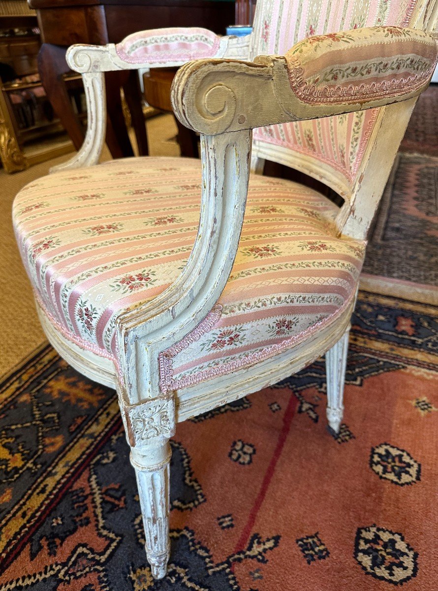 Pair Of Louis XVI Cabriolet Armchairs Stamped Fc Menant 18th Century-photo-5