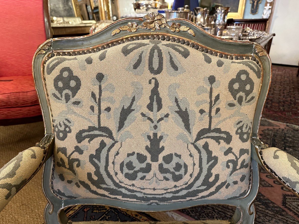 Large Fauteuil  Louis XV Dossier à La Reine Époque  XVIIIème Siècle.-photo-2