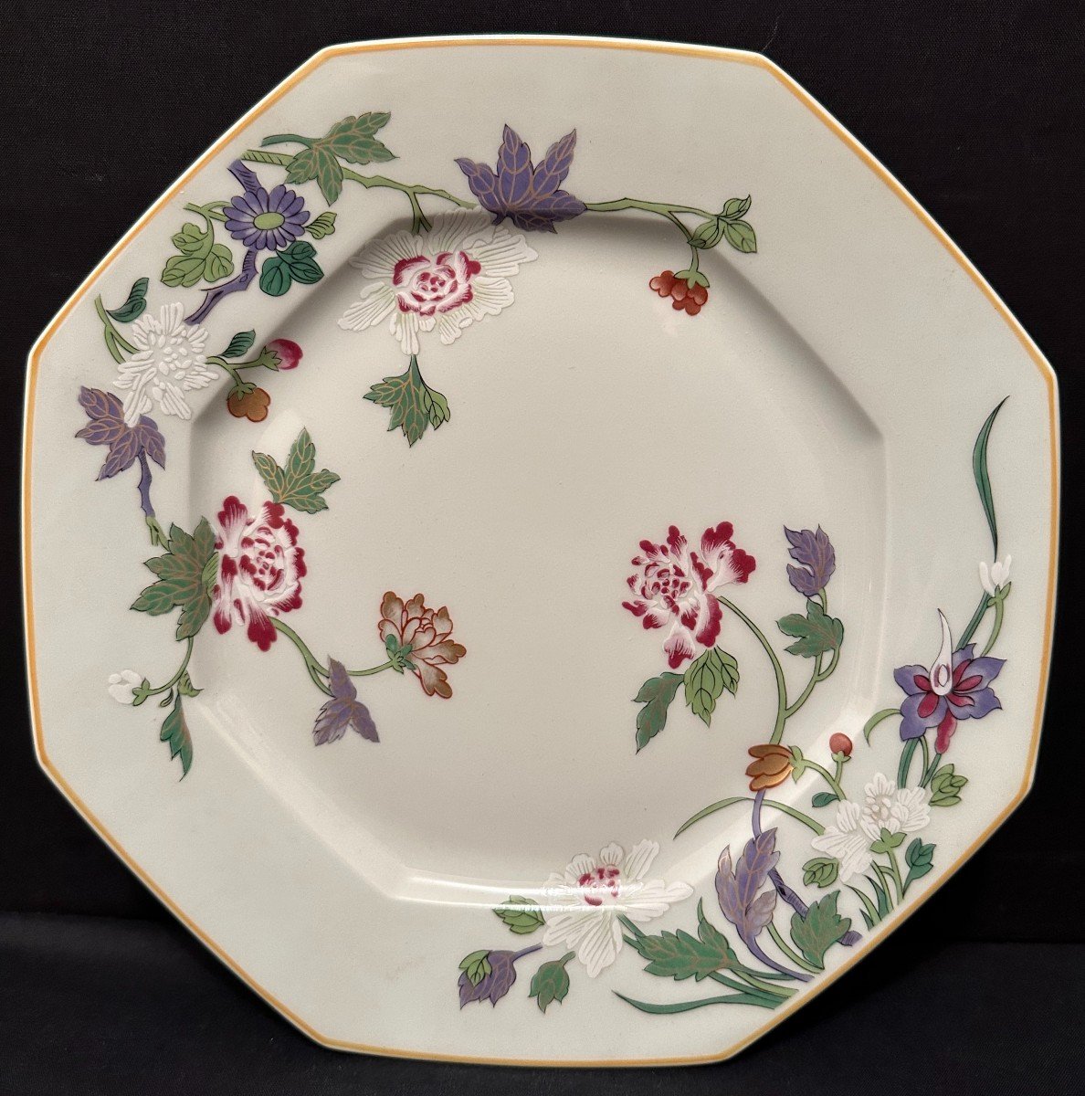 Table Service 44 Pieces Limoges Porcelain By Raynaud Randall Model Fleurs Des Indes-photo-2