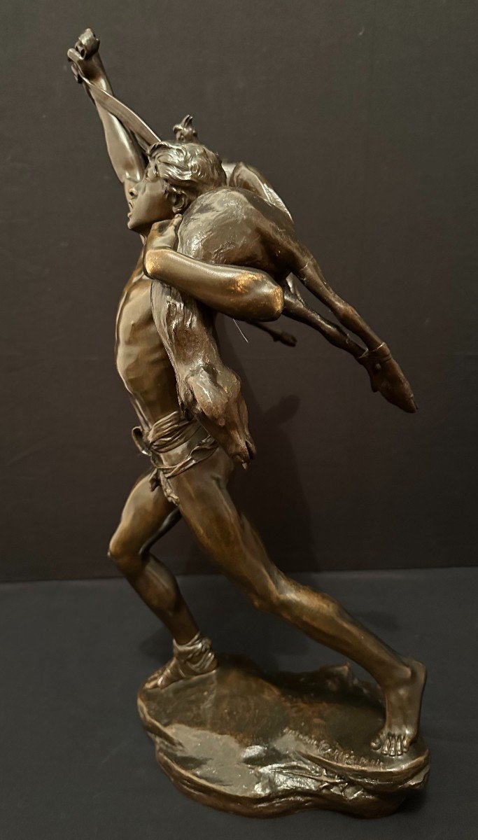 Bronze Return From Hunting By Antonin Carlès 1888 Cast Iron Siot Decauville 61.5 Cm-photo-4