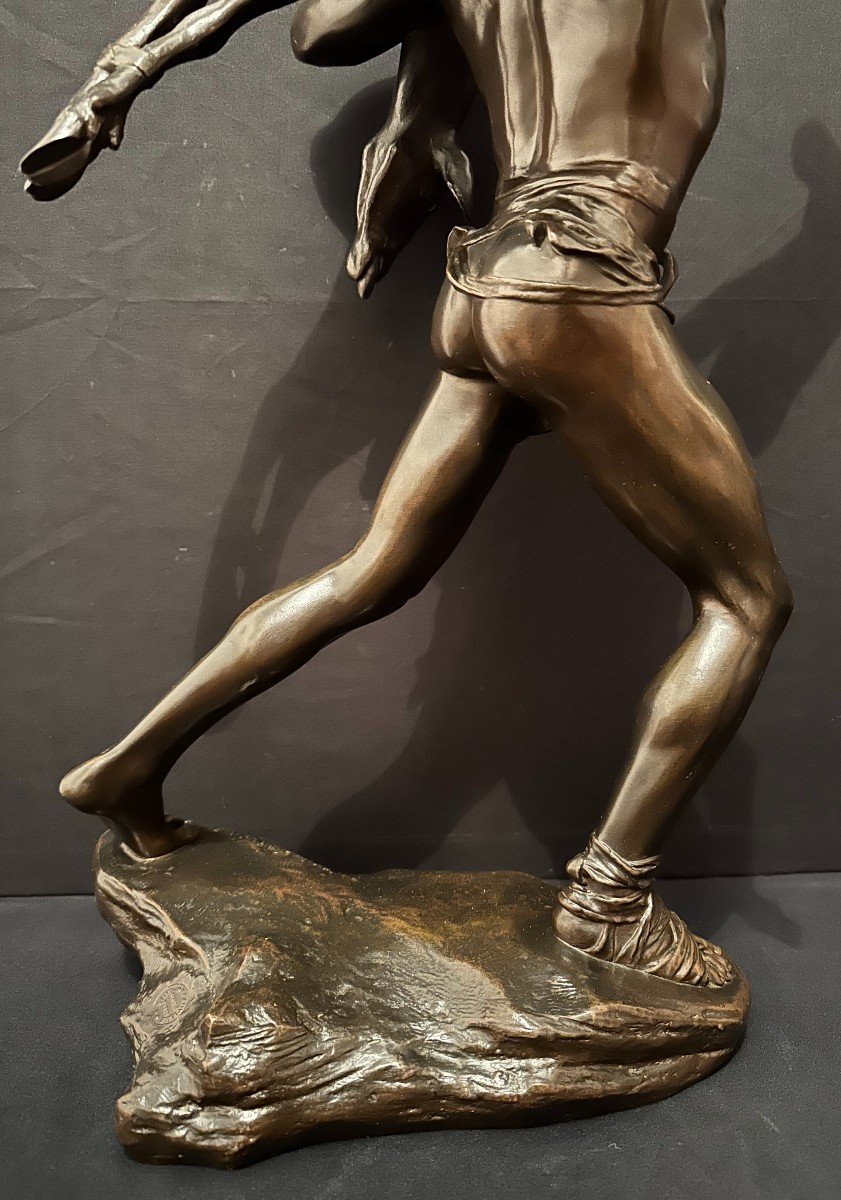 Bronze Return From Hunting By Antonin Carlès 1888 Cast Iron Siot Decauville 61.5 Cm-photo-6