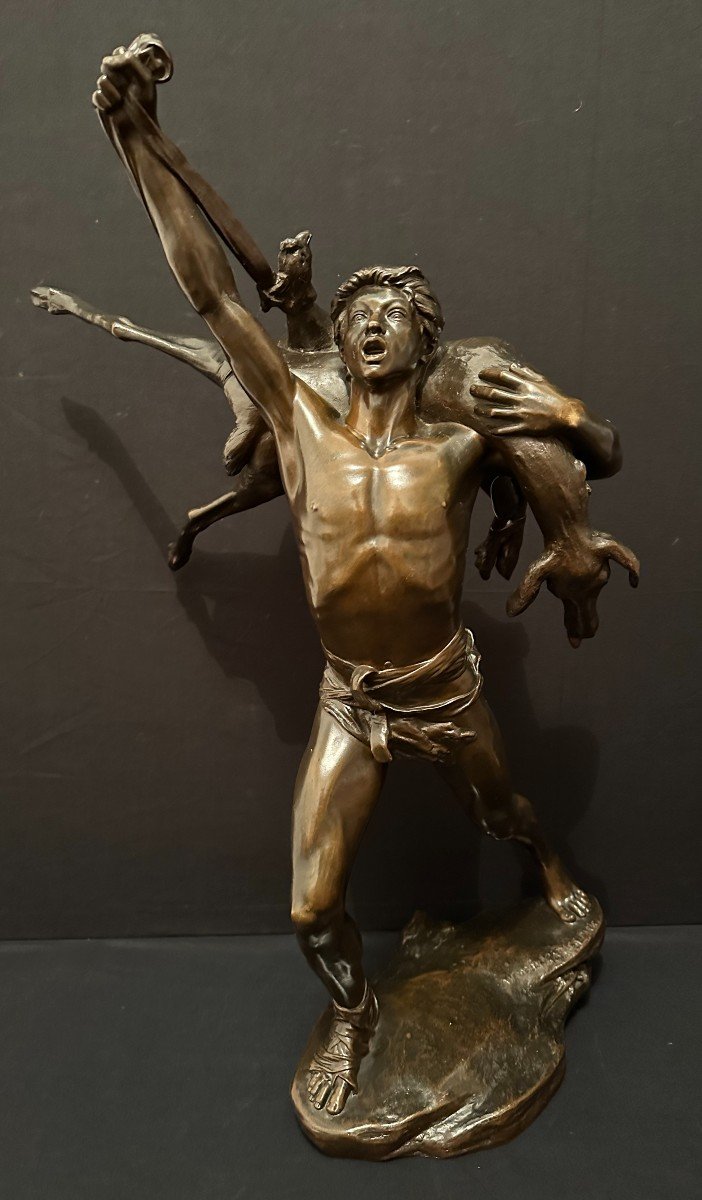 Bronze Return From Hunting By Antonin Carlès 1888 Cast Iron Siot Decauville 61.5 Cm