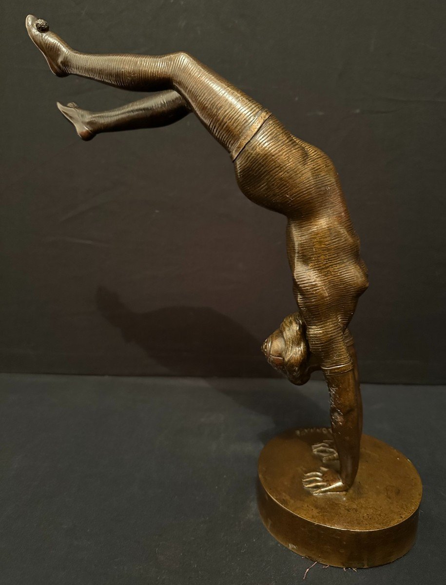 Bronze Woman Circus Acrobat By J Bonnahe Late 19th Century-photo-3