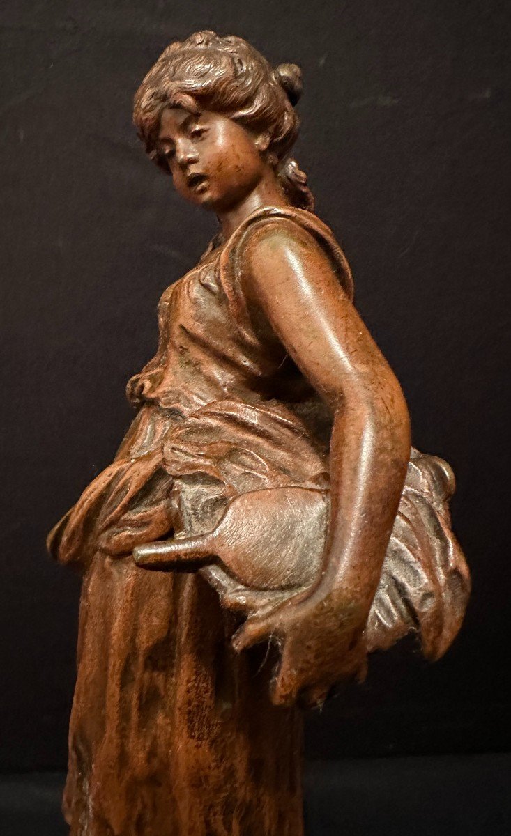 Bronze Young Washerwoman By Auguste Moreau E Godeau Paris Foundry 19th Century-photo-1