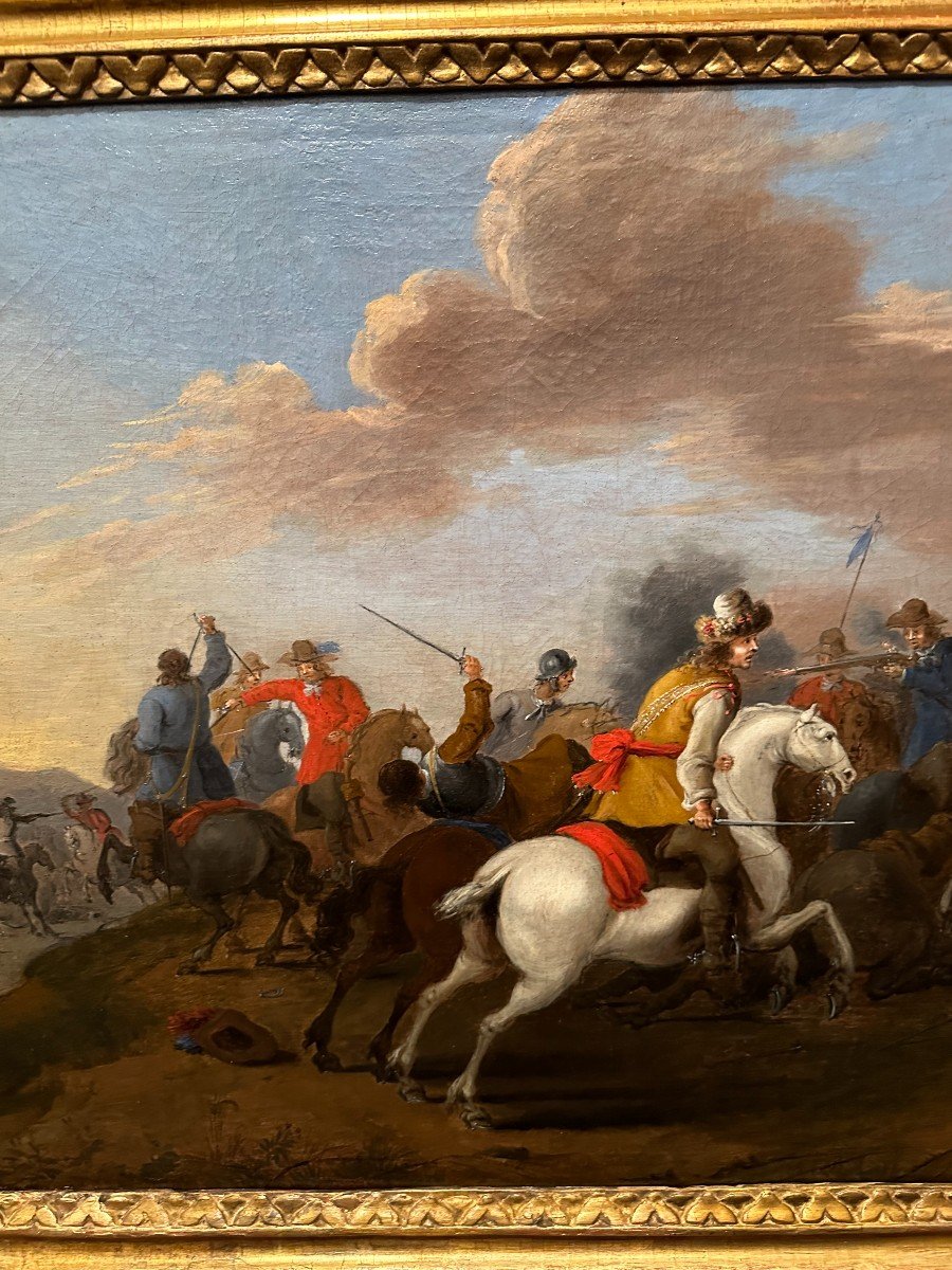 Painting Battle Scene Combat Of Horsemen Period 17th Parrocel Follower-photo-3