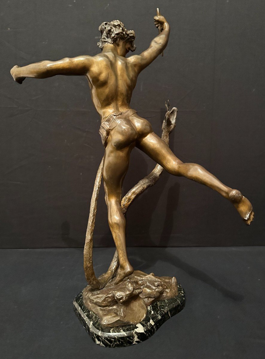 Bronze Man Fighting Against A Snake By Charles Lemoyne 19th Century-photo-3