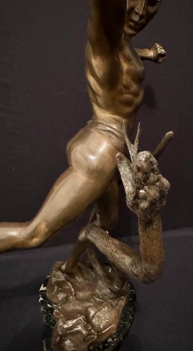 Bronze Man Fighting Against A Snake By Charles Lemoyne 19th Century-photo-7