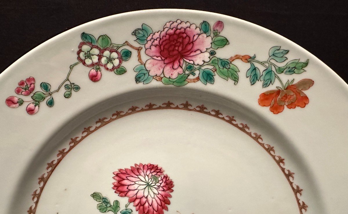 Chine Plat En Porcelaine Famille Rose Époque Qianlong XVIIIème ø 29 Cm-photo-3