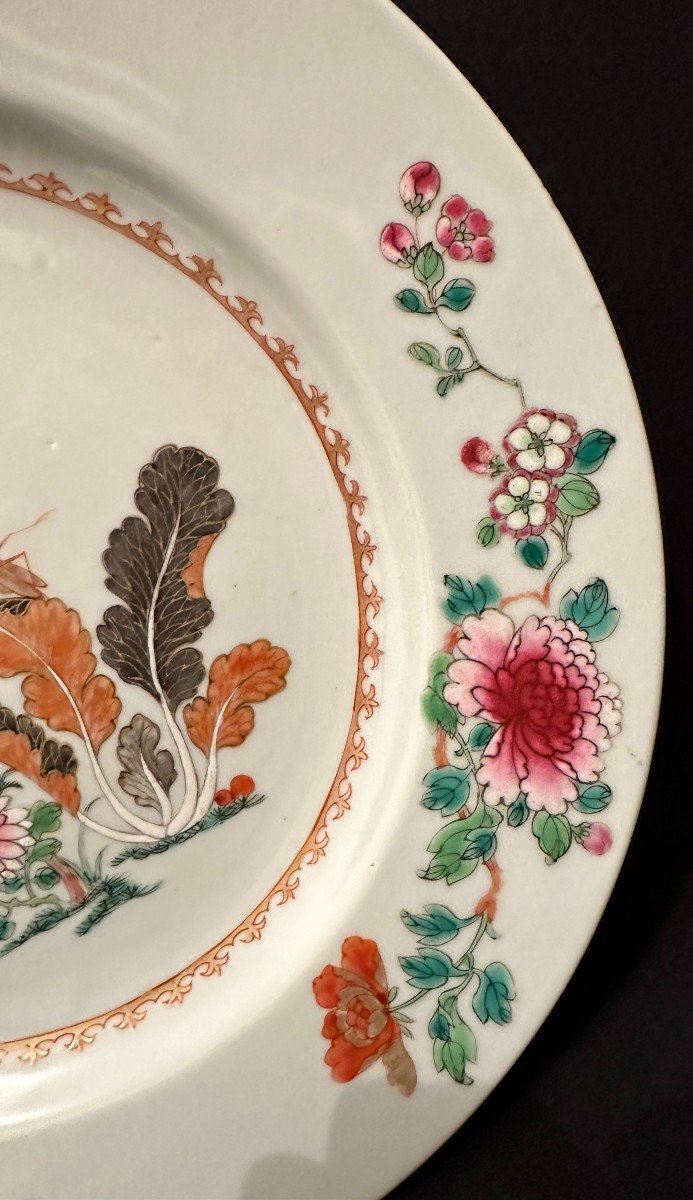 Chine Plat En Porcelaine Famille Rose Époque Qianlong XVIIIème ø 29 Cm-photo-4