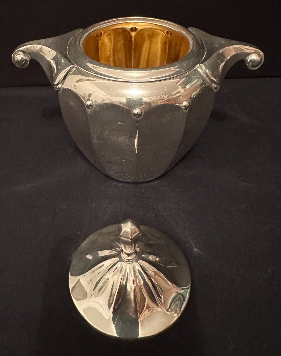 Art Deco Silver Metal Coffee Server By Roux Marquiand Et Gallia 1930-photo-2